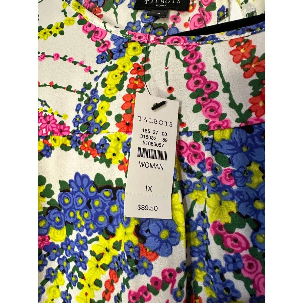 Talbots Floral Swirl Flutter Sleeves Blouse Plus Size EUC - Picture 3 of 13